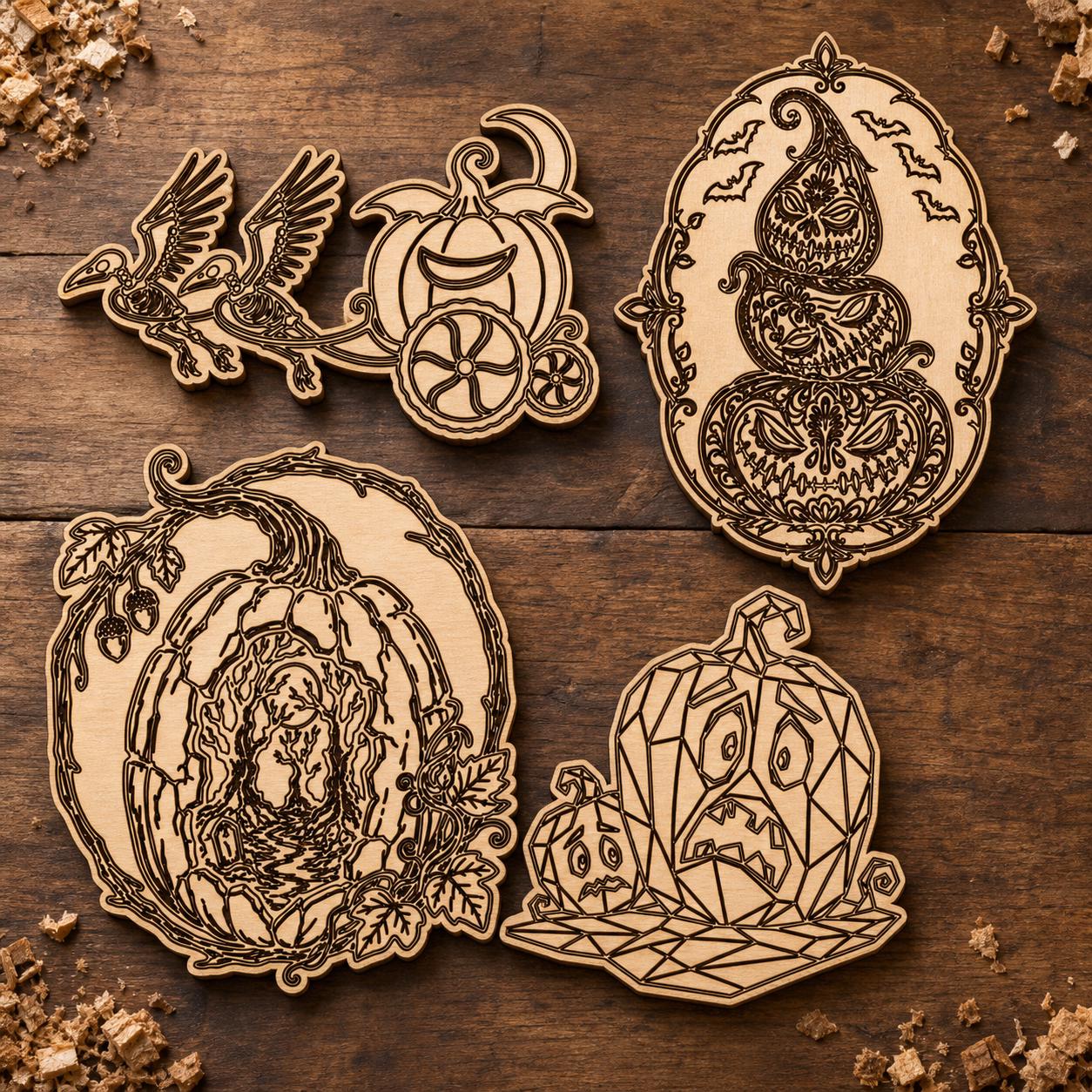 Sinister Pumpkin Nightmare SVG DXF Bundle, 4 CNC Laser Cut Files image 2