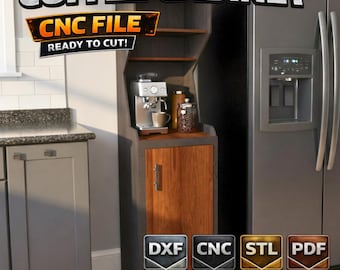 Moderne koffiekast CNC-bestanden: (digitale download - dxf, stl, pdf)