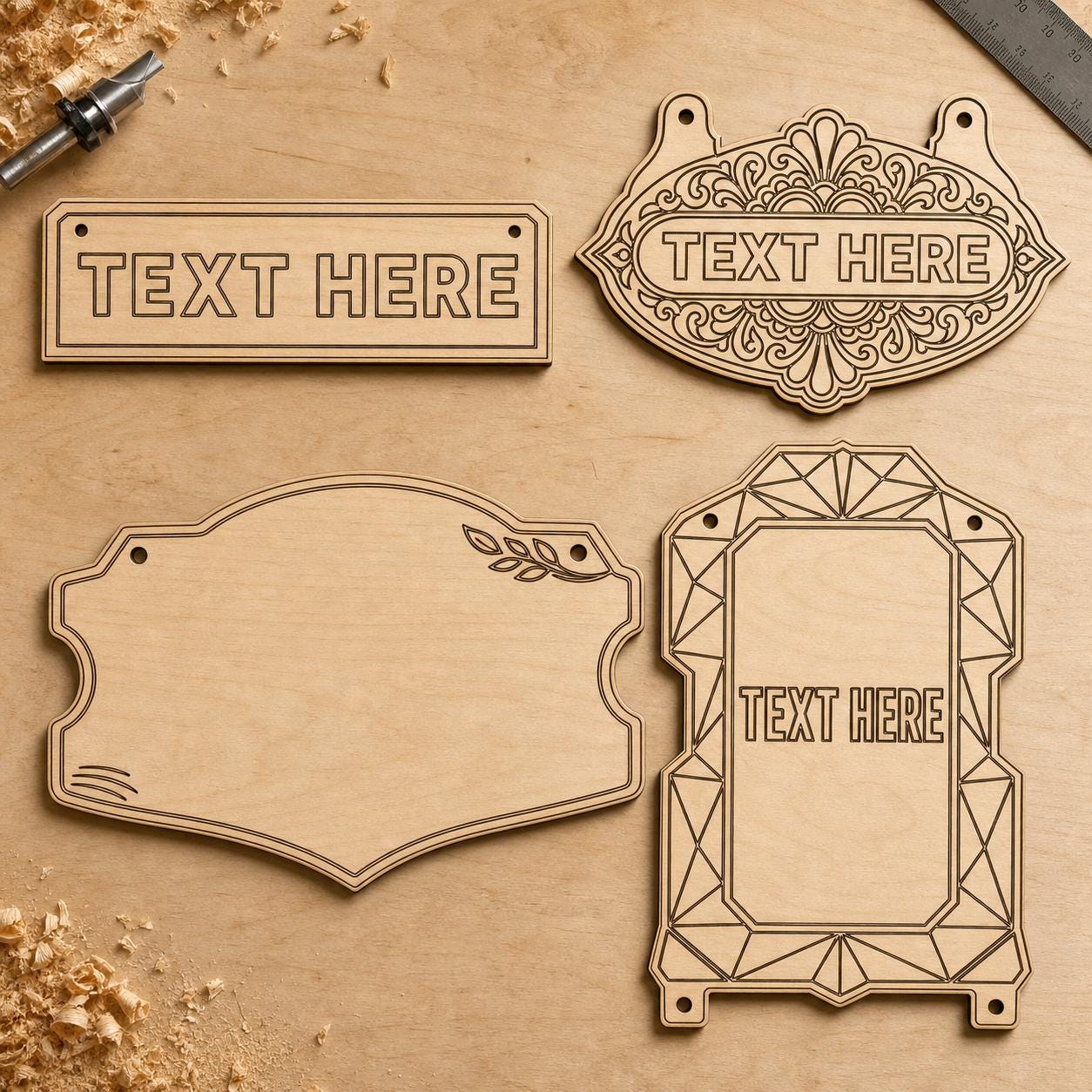 Blank Business Sign SVG DXF Bundle, 4 CNC Cut Files for Laser, Router, Glowforge, Cricut image 6
