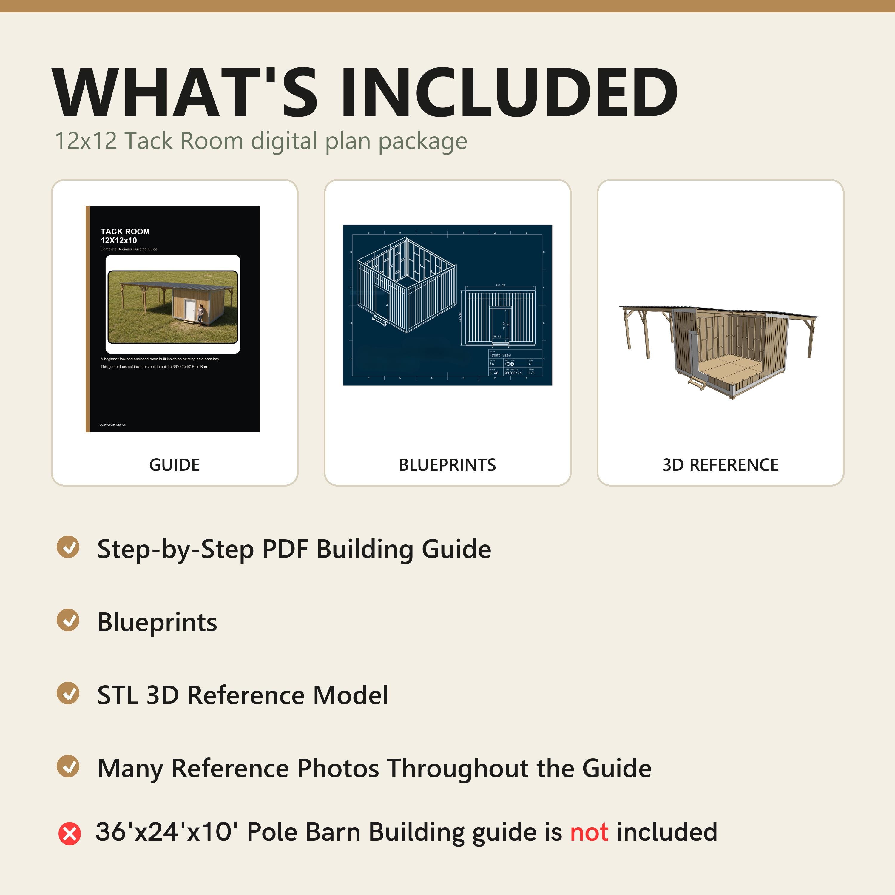 12x12 Tack Room Plans for Pole Barn, DIY Guide with Blueprints (Digital Download) image 6