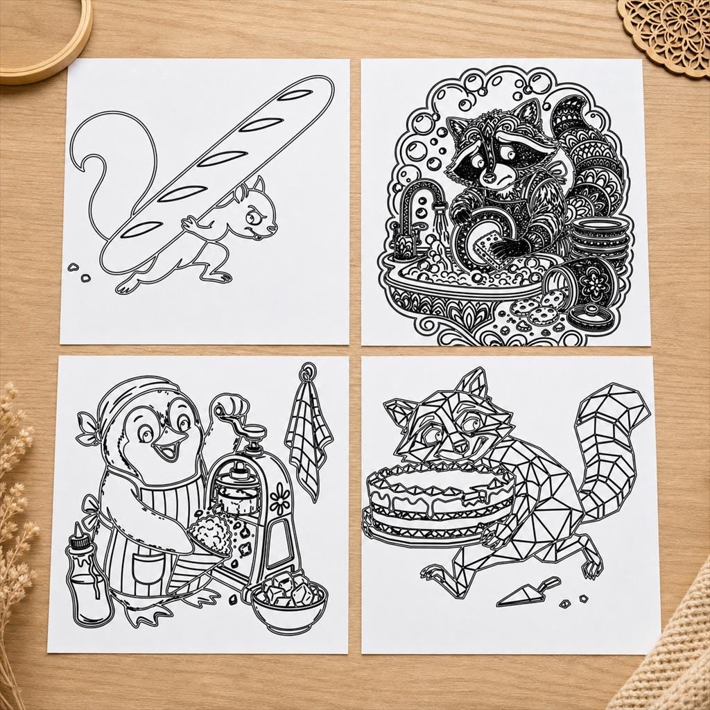 Sneaky Kitchen Critter SVG DXF Bundle, 4 Funny Kitchen CNC Designs for Magnets, Stickers, Oven Mitts image 2