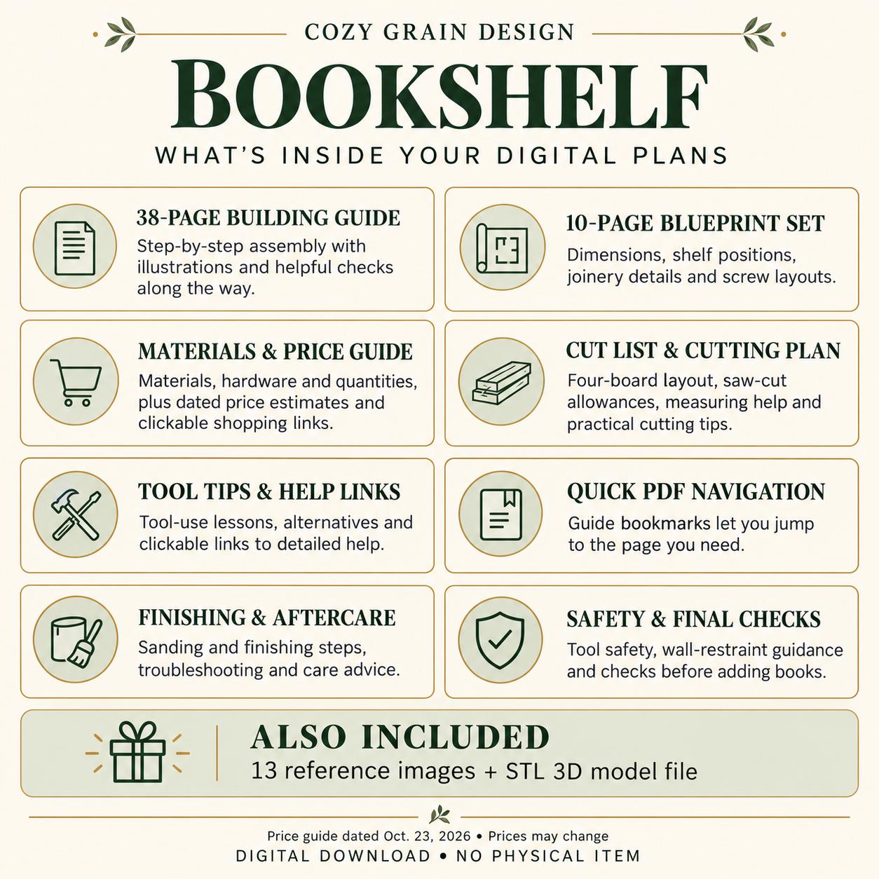 32.25 x 48 in Bookshelf Plans | Five Fixed Shelves | Safety Wall Mounting  DIY Guide image 5