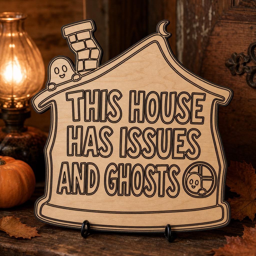Funny Haunted Sign SVG DXF Bundle, 4 CNC Laser Cut Files image 3