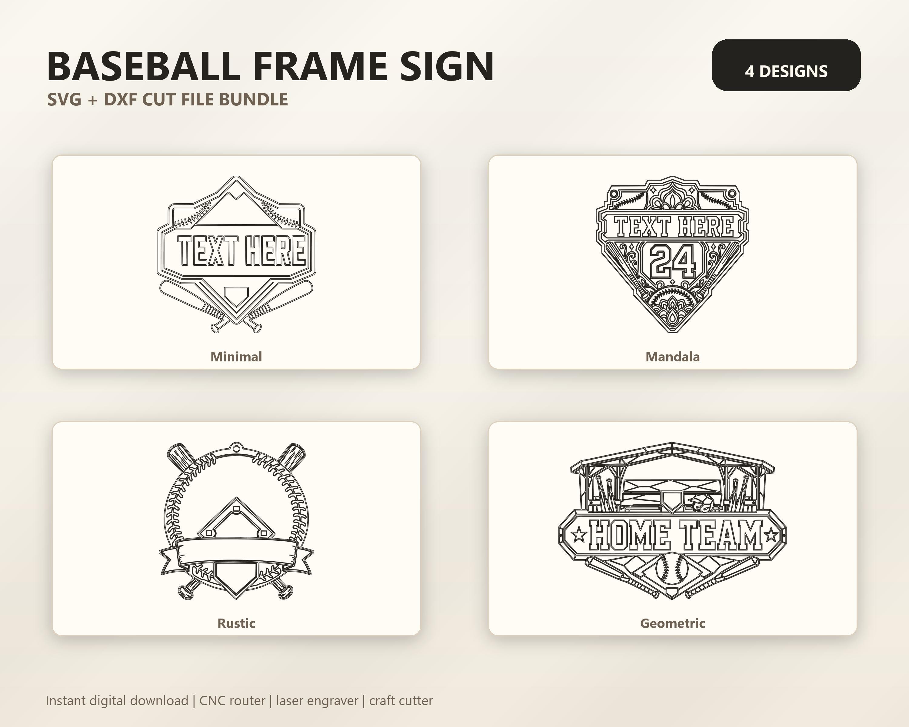 Baseball Frame Sign SVG DXF Bundle, 4 CNC Cut Files for Laser, Router, Glowforge, Cricut image 6