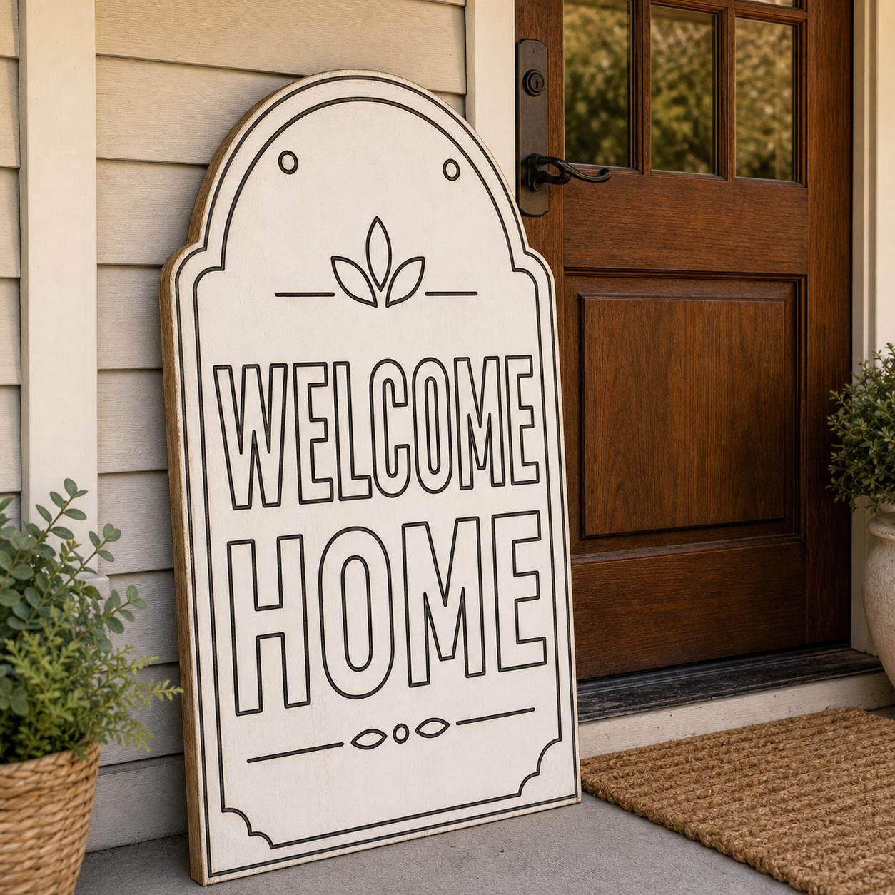 Welcome Home Sign Front Porch Welcome Sign Cut File Bundle SVG DXF Bundle, 4 CNC Cut Files for Laser, Router, Glowforge, Cricut image 3