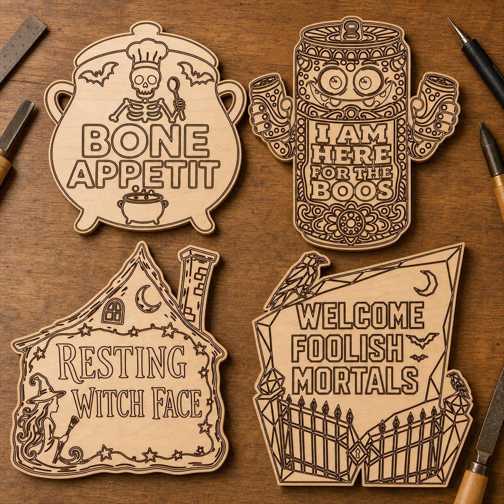Funny Haunted Sign SVG DXF Bundle, 4 CNC Laser Cut Files image 2
