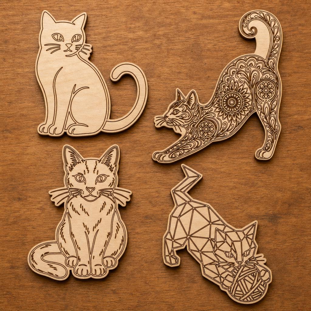 Cat SVG DXF Bundle, 4 CNC Cut Files for Laser, Router, Glowforge, Cricut image 2