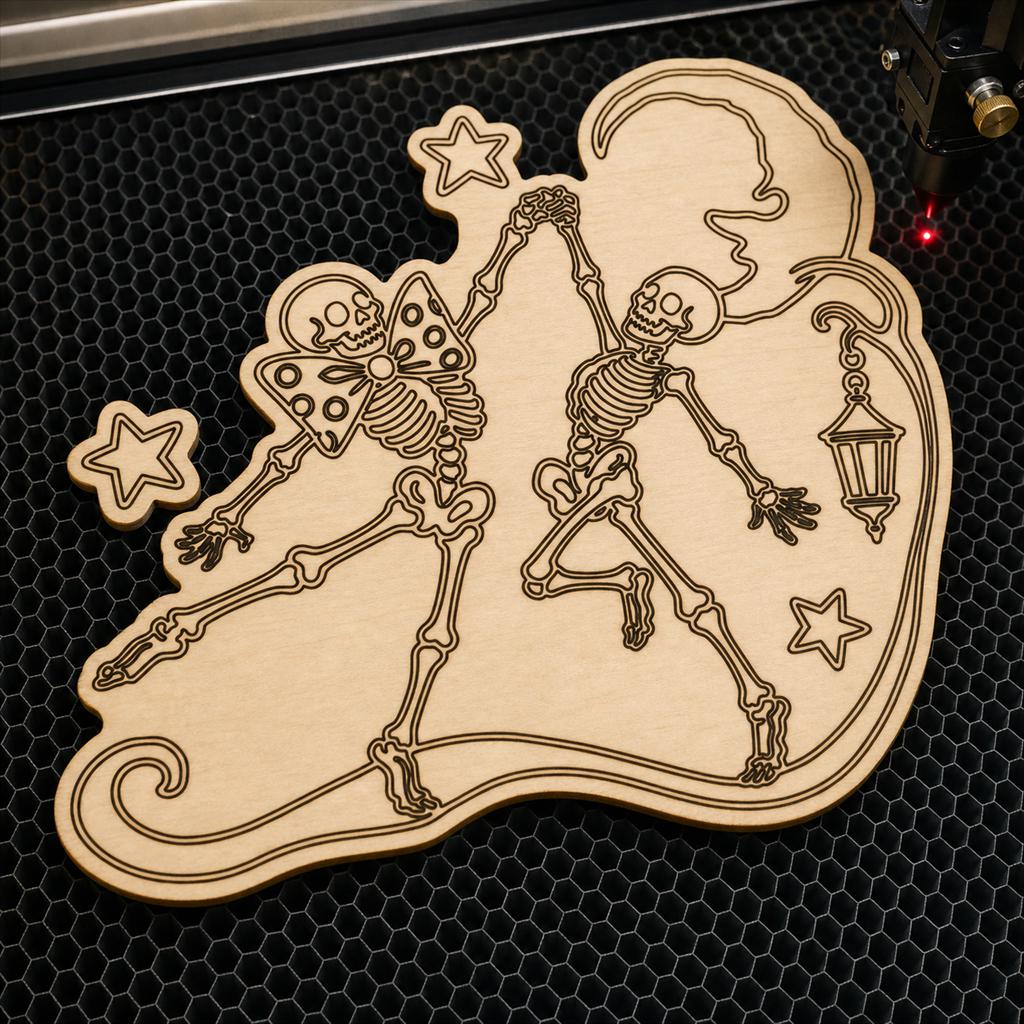 Gothic Skeleton Decor SVG DXF Bundle, 4 CNC Laser Cut Files image 4