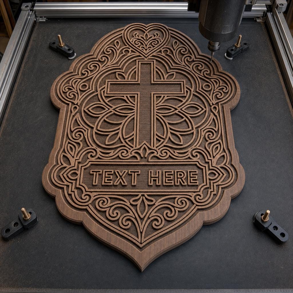 Memorial Cross SVG DXF Bundle, 4 CNC Cut Files for Laser, Router, Glowforge, Cricut image 3
