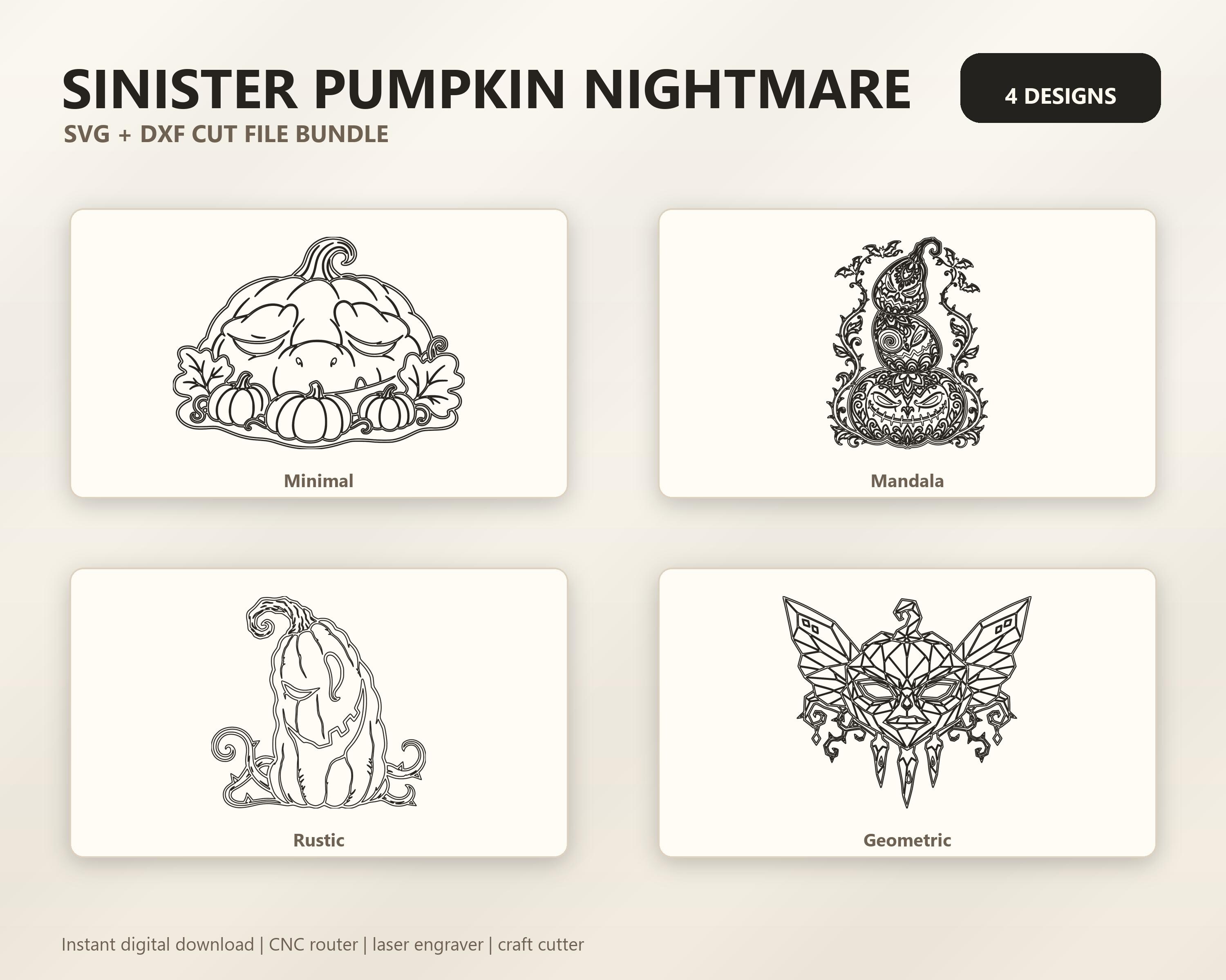 Sinister Pumpkin Nightmare SVG DXF Bundle, 4 CNC Laser Cut Files image 6
