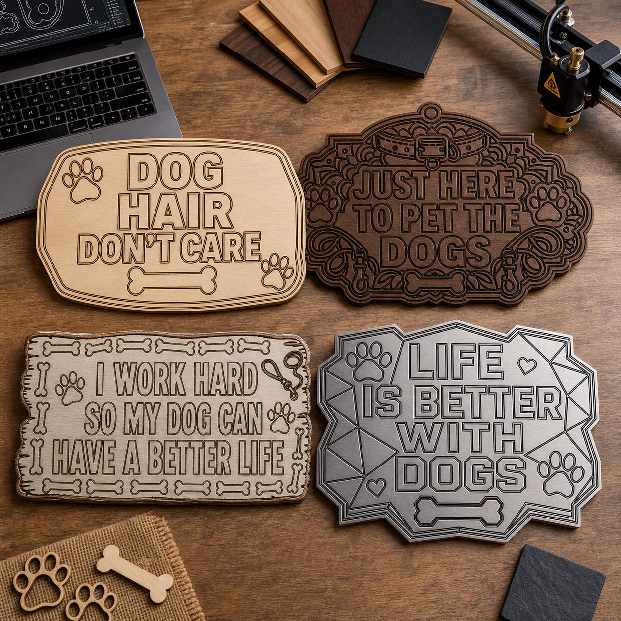 Funny Dog Quote Sign SVG DXF Bundle, 4 CNC Cut Files for Laser, Router, Glowforge, Cricut image 2