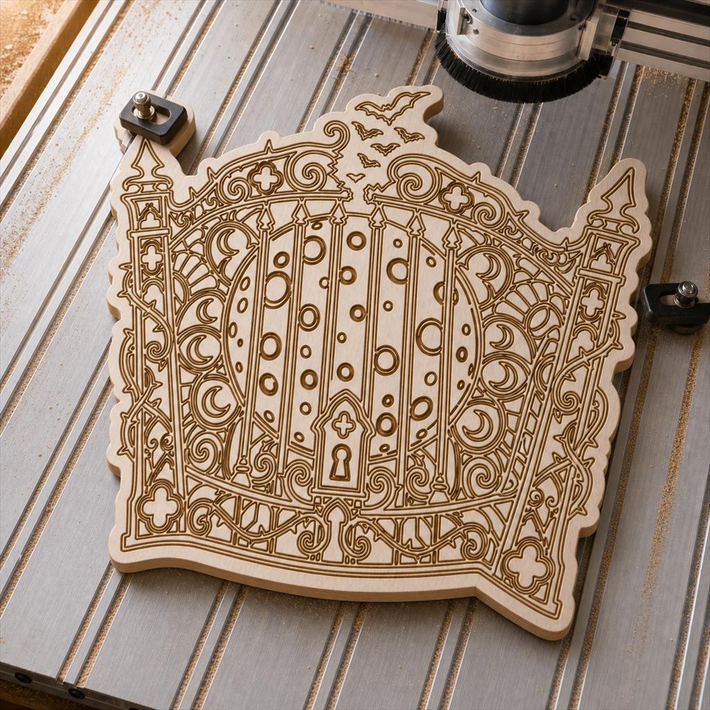 Haunted Cemetery Panel SVG DXF Bundle, 4 CNC Laser Cut Files image 4