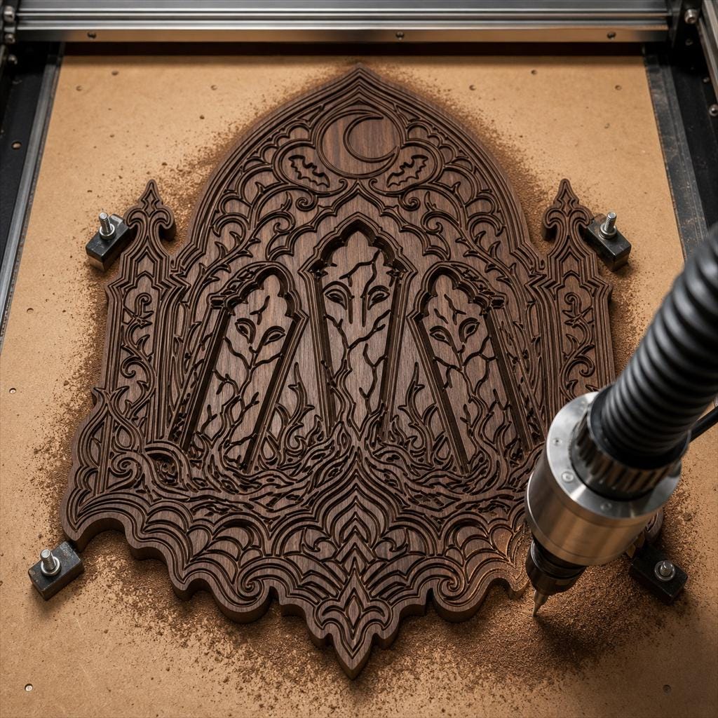Haunted Cemetery Panel SVG DXF Bundle, 4 CNC Laser Cut Files image 4