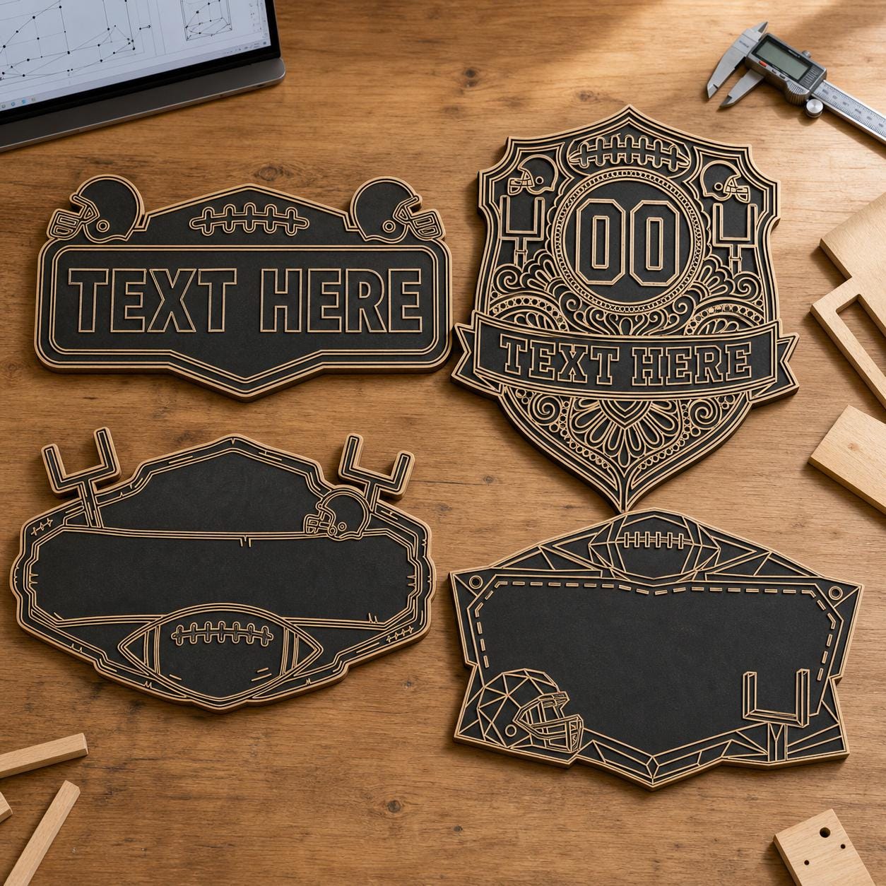 Football Frame Sign SVG DXF Bundle, 4 CNC Cut Files for Laser, Router, Glowforge, Cricut image 2