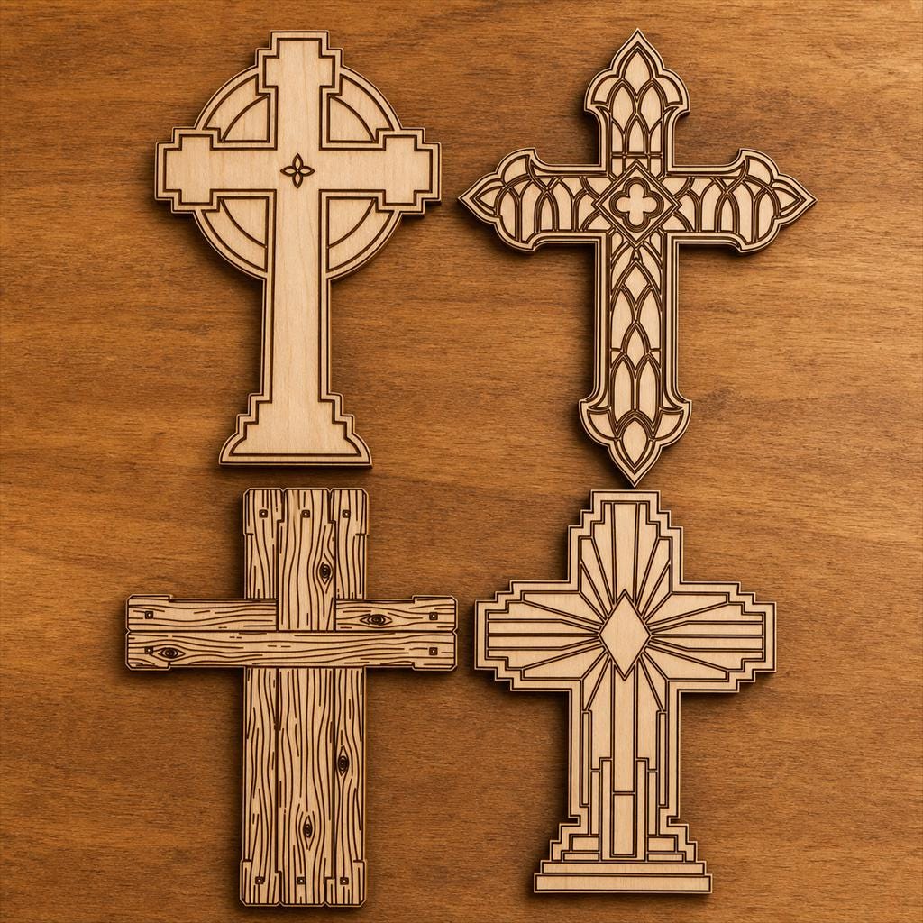 Wall Cross SVG DXF Bundle, 4 CNC Cut Files for Laser, Router, Glowforge, Cricut image 2