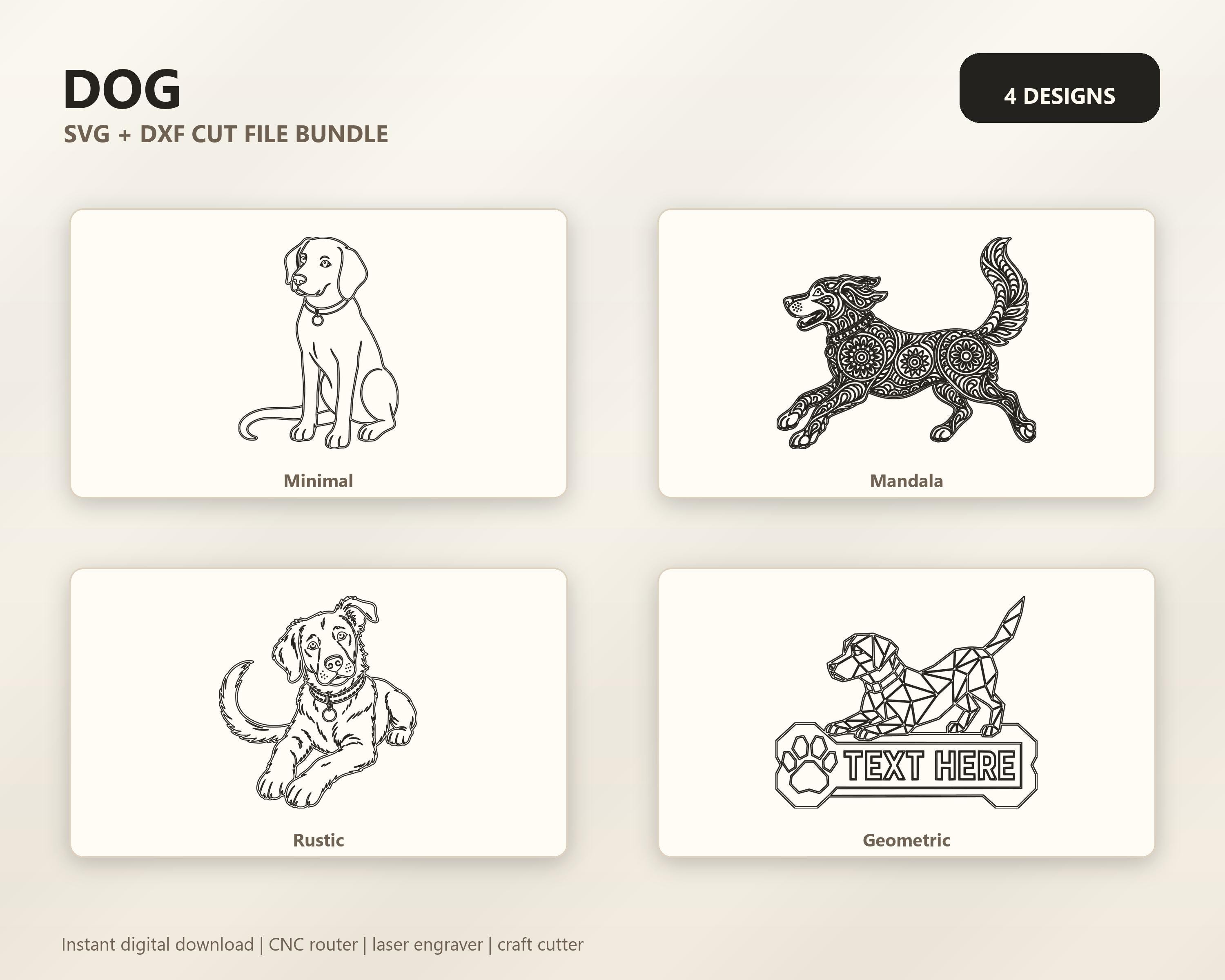 Dog SVG DXF Bundle, 4 CNC Cut Files for Laser, Router, Glowforge, Cricut image 6