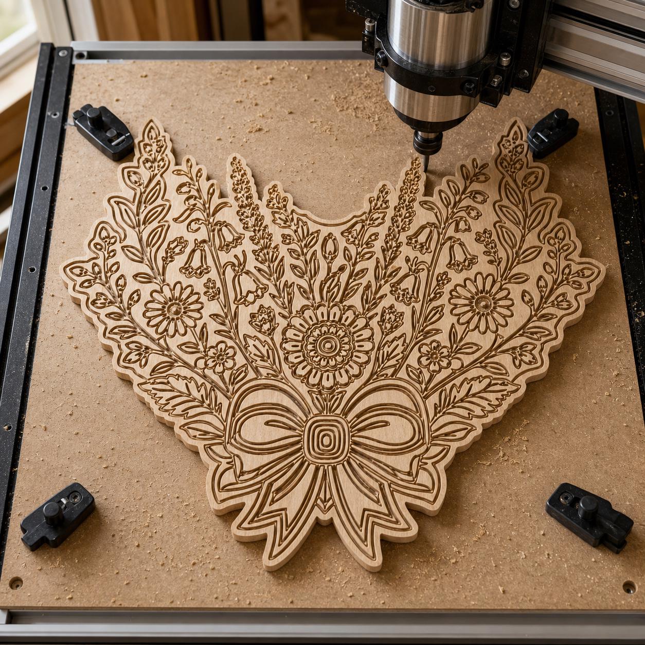 Floral Wall Art SVG DXF Bundle, 4 CNC Cut Files for Laser, Router, Glowforge, Cricut image 5