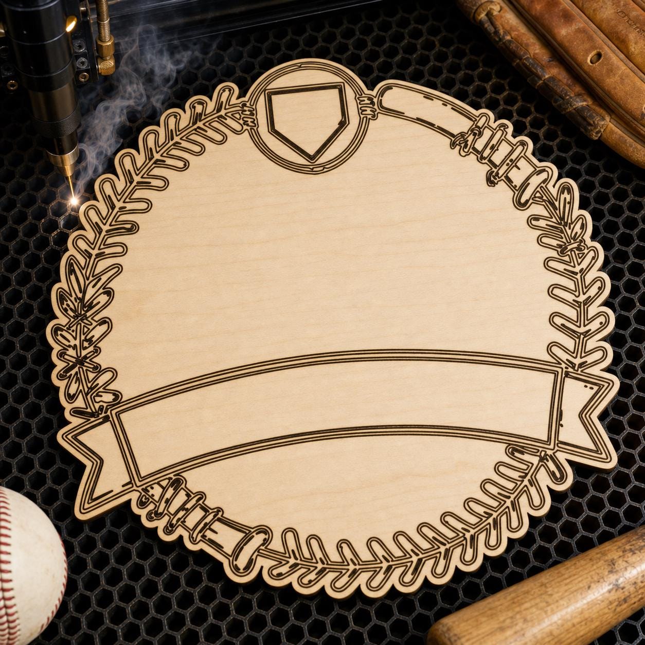 Baseball Frame Sign SVG DXF Bundle, 4 CNC Cut Files for Laser, Router, Glowforge, Cricut image 4