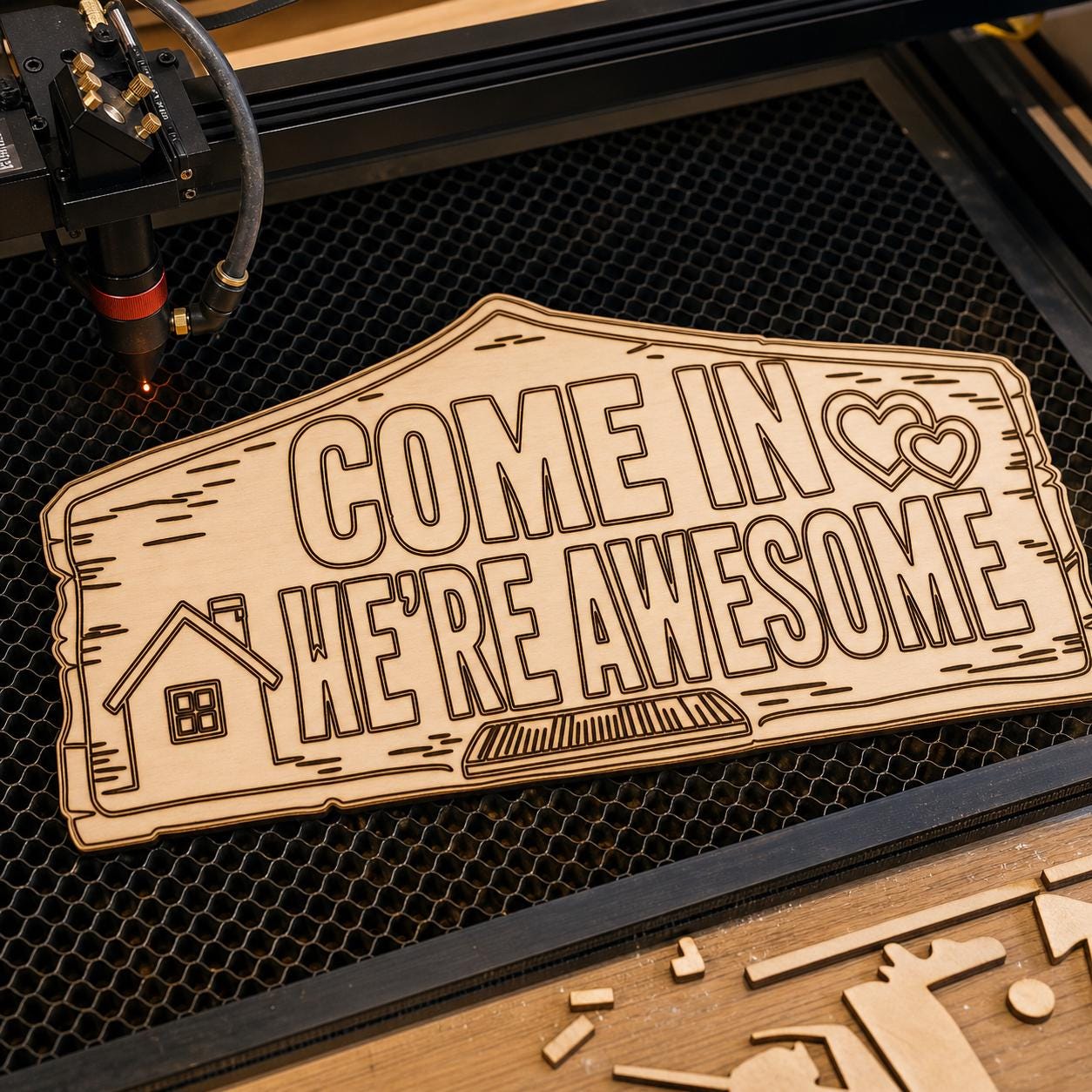 Funny Welcome Quote Sign SVG DXF Bundle, 4 CNC Cut Files for Laser, Router, Glowforge, Cricut image 4