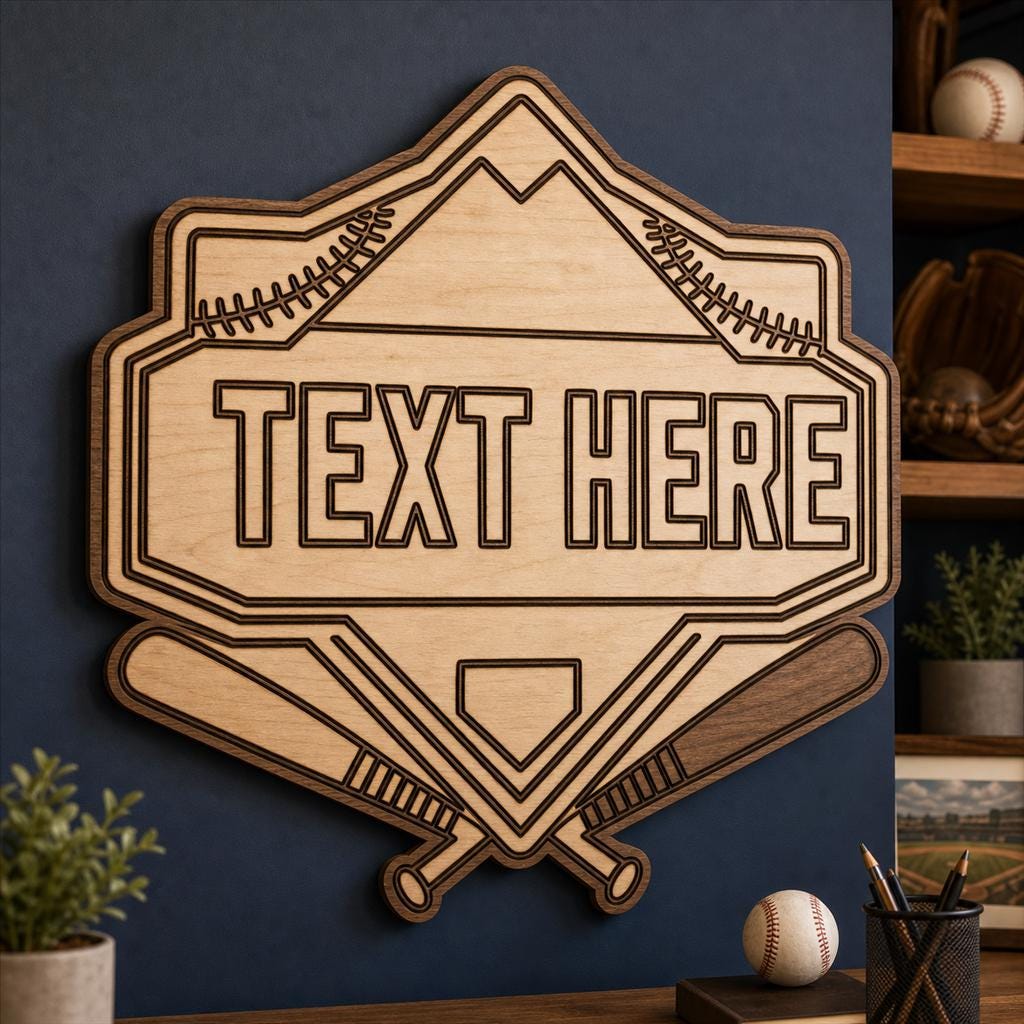 Baseball Frame Sign SVG DXF Bundle, 4 CNC Cut Files for Laser, Router, Glowforge, Cricut image 4
