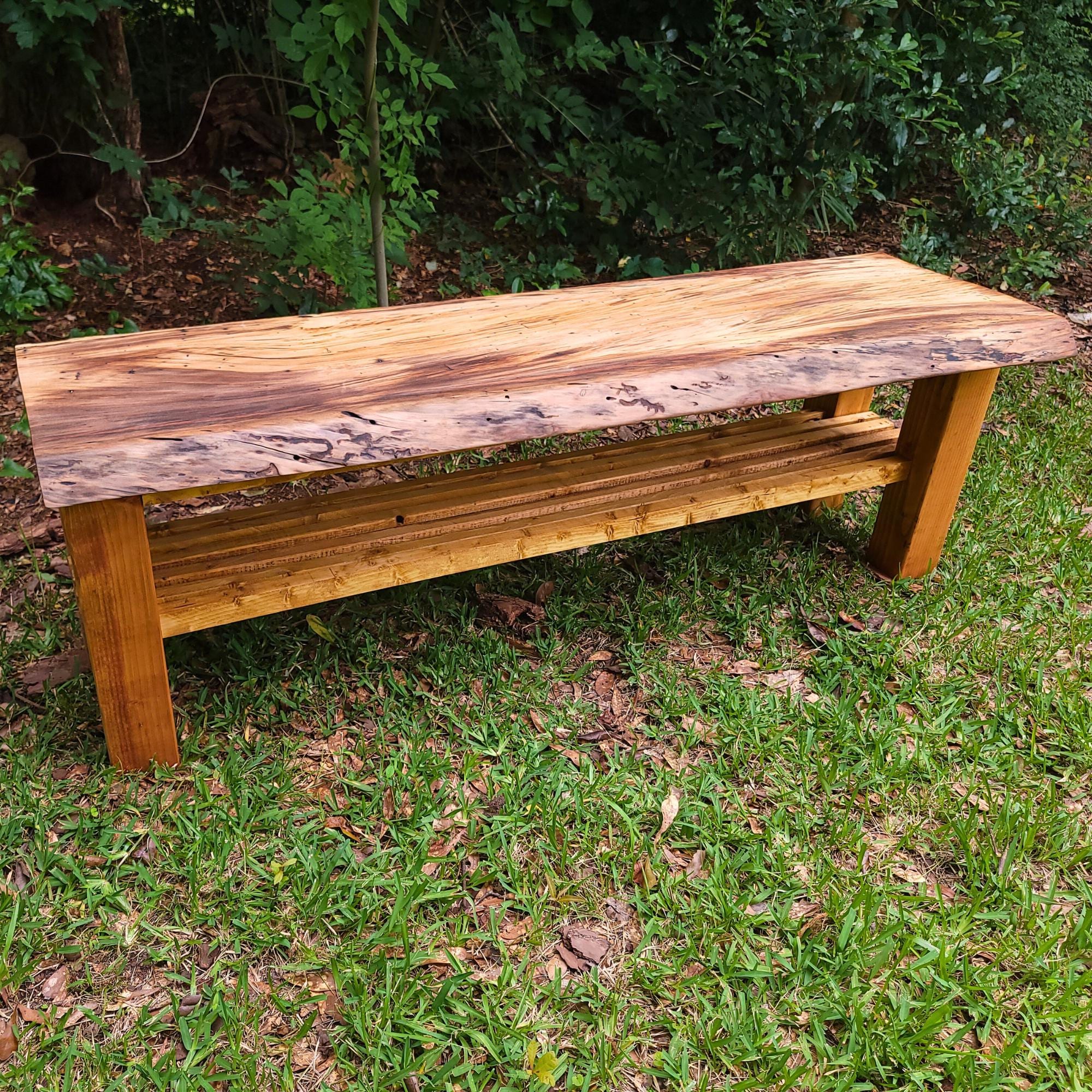 Slab Wood Shoe Bench Plans, 5-Foot Entryway Storage Bench, DIY Live Edge Style PDF Digital Download