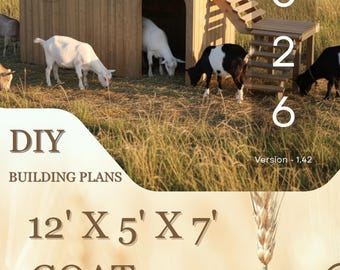 Geitenhuisplannen: 12 x 5 x 7, bouwhandleiding met trappen, inclusief STL (digitale download)