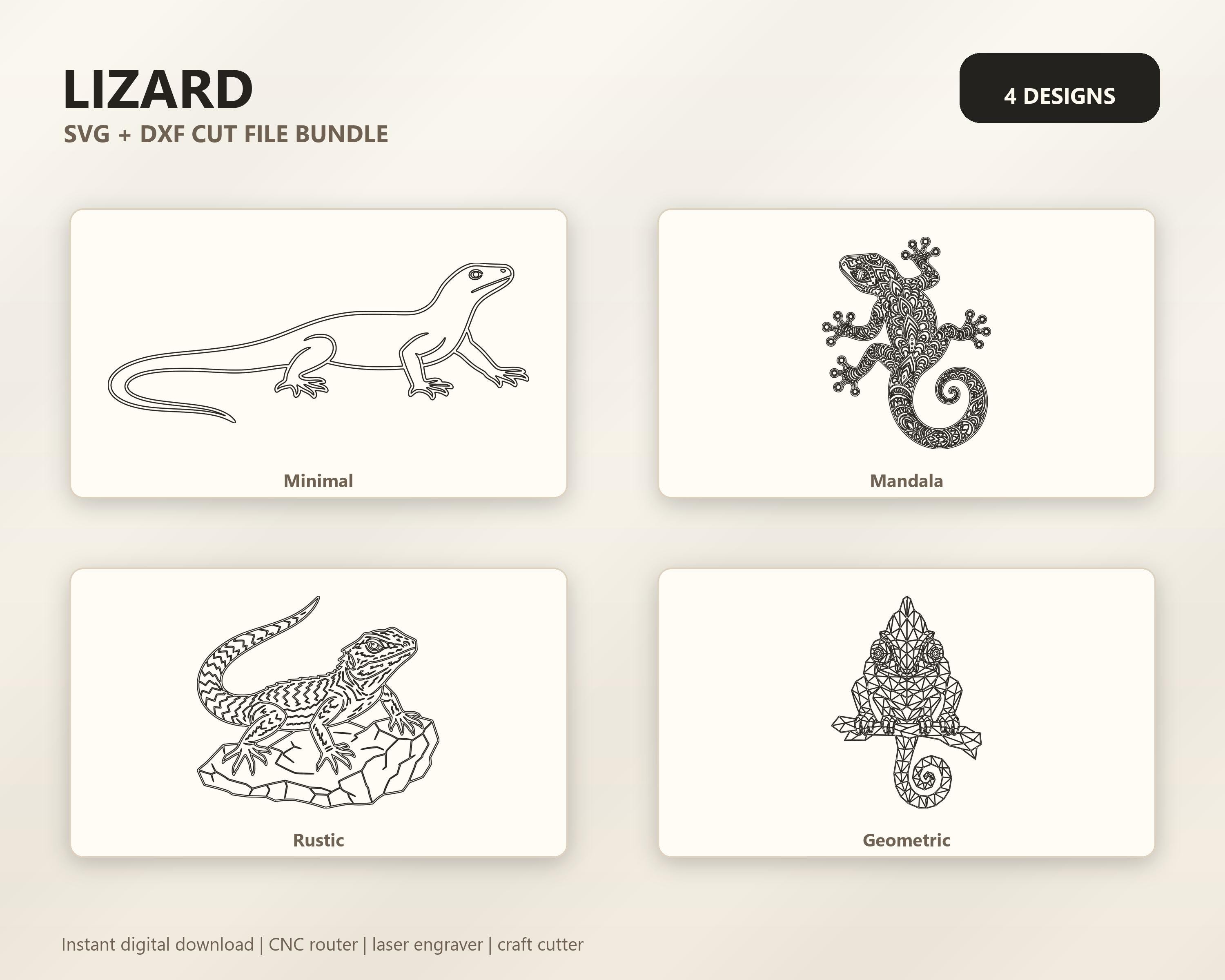 Lizard SVG DXF Bundle, CNC Router and Laser Cut Reptile Wood Sign Files image 3