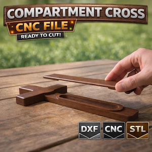 Compartment Cross CNC + 3D Printer Files: Hidden Storage Design - Custom Text (Digital Download)