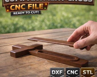 Compartiment Cross CNC + 3D-printerbestanden: ontwerp verborgen opslag: aangepaste tekst (digitale download)