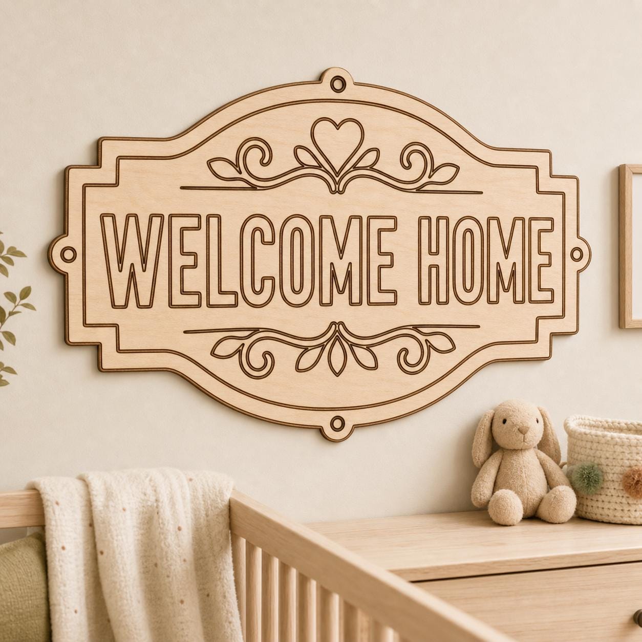 Welcome Home Sign Nursery and Kids Room Digital Design Set SVG DXF Bundle, 4 CNC Cut Files for Laser, Router, Glowforge, Cricut image 2