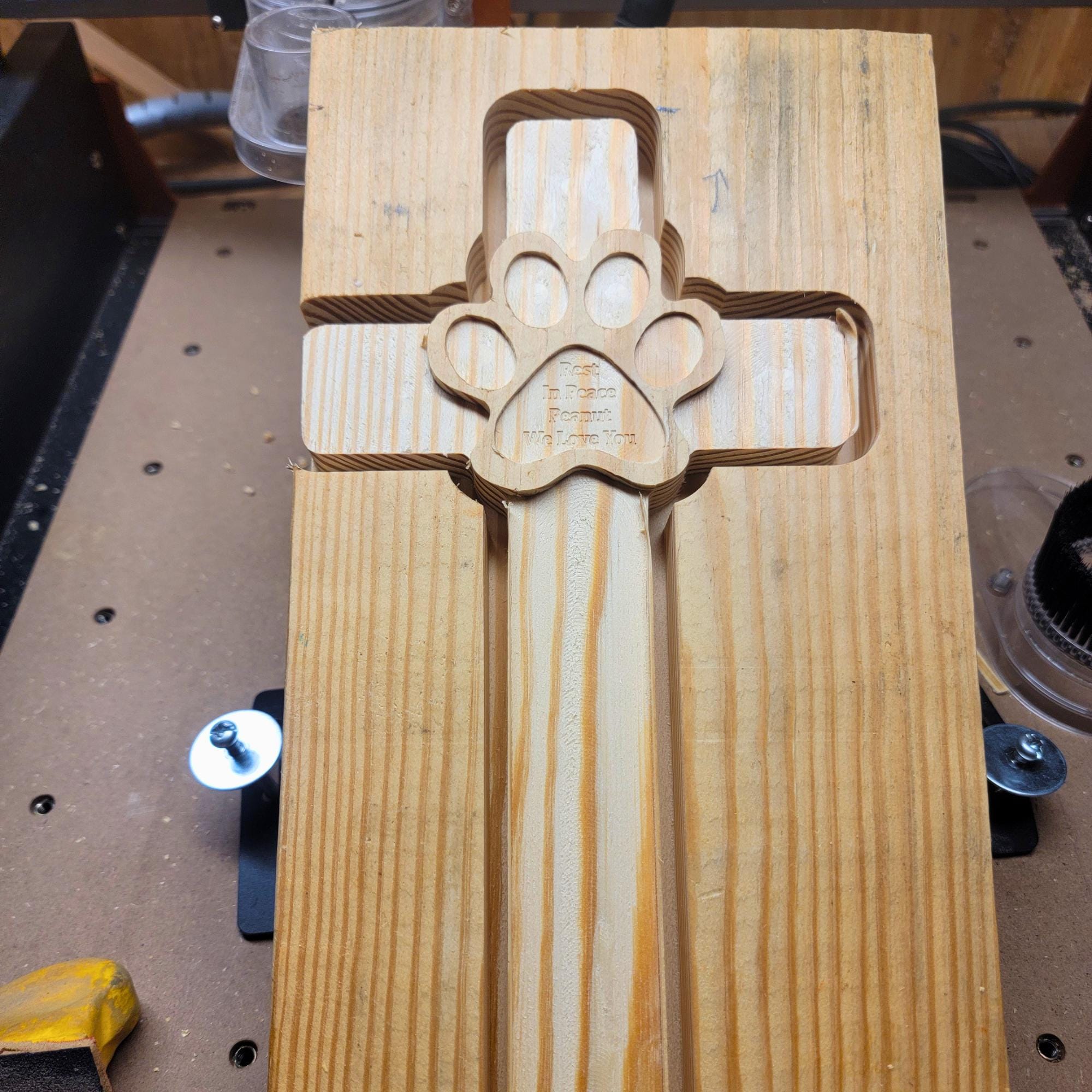 Memorial Pet Cross CNC Files, Paw Print and Custom Text, DXF and STL Digital Download image 5