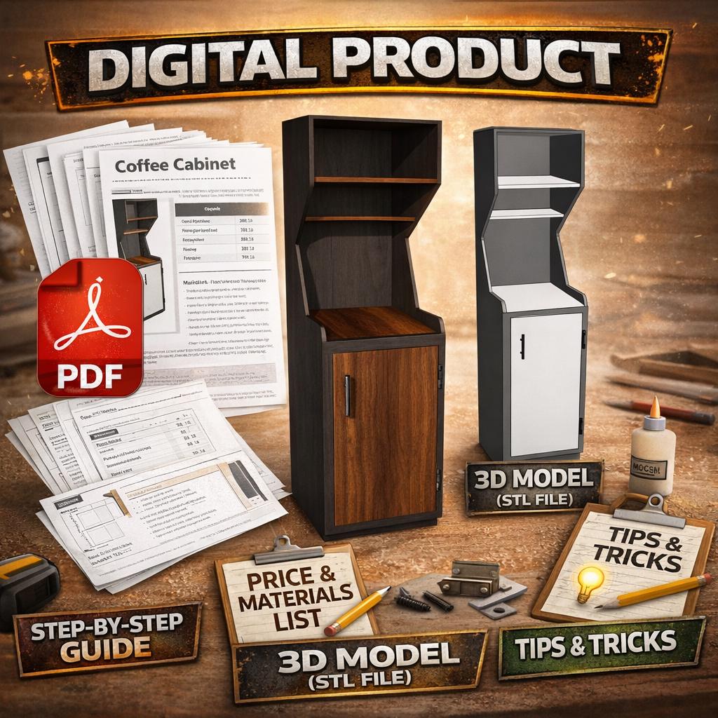 Coffee Cabinet Plans PDF, Farmhouse Kitchen Storage Build Guide with Cut List and Easy Instructions image 4