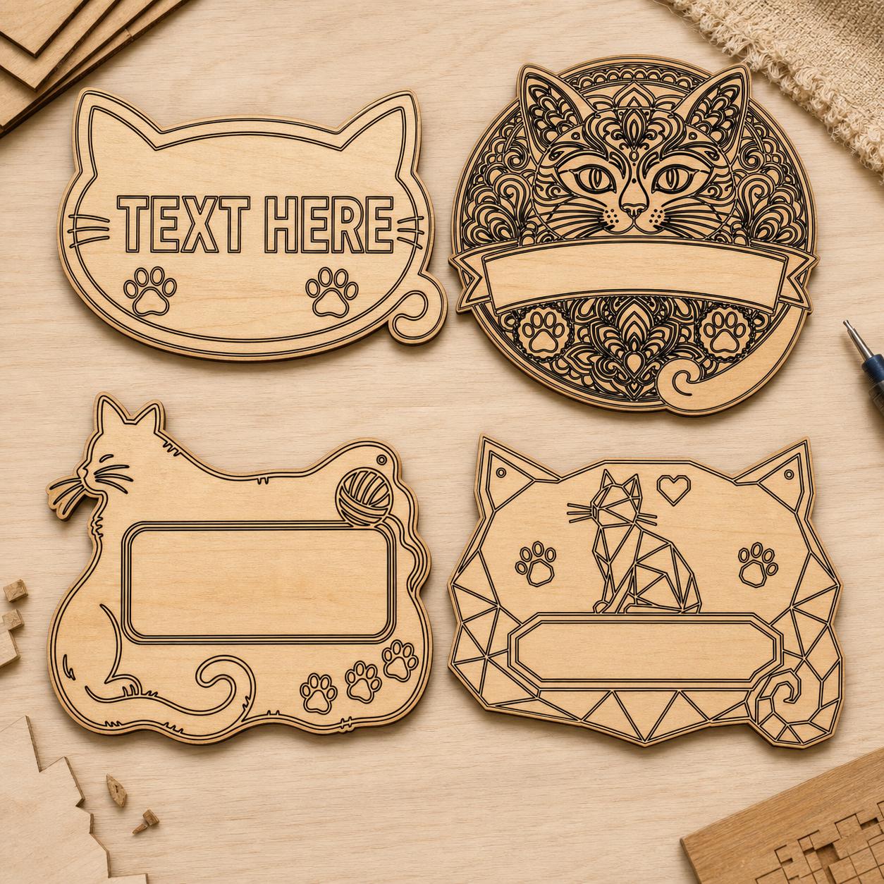 Cat Frame Sign SVG DXF Bundle, 4 CNC Cut Files for Laser, Router, Glowforge, Cricut image 6