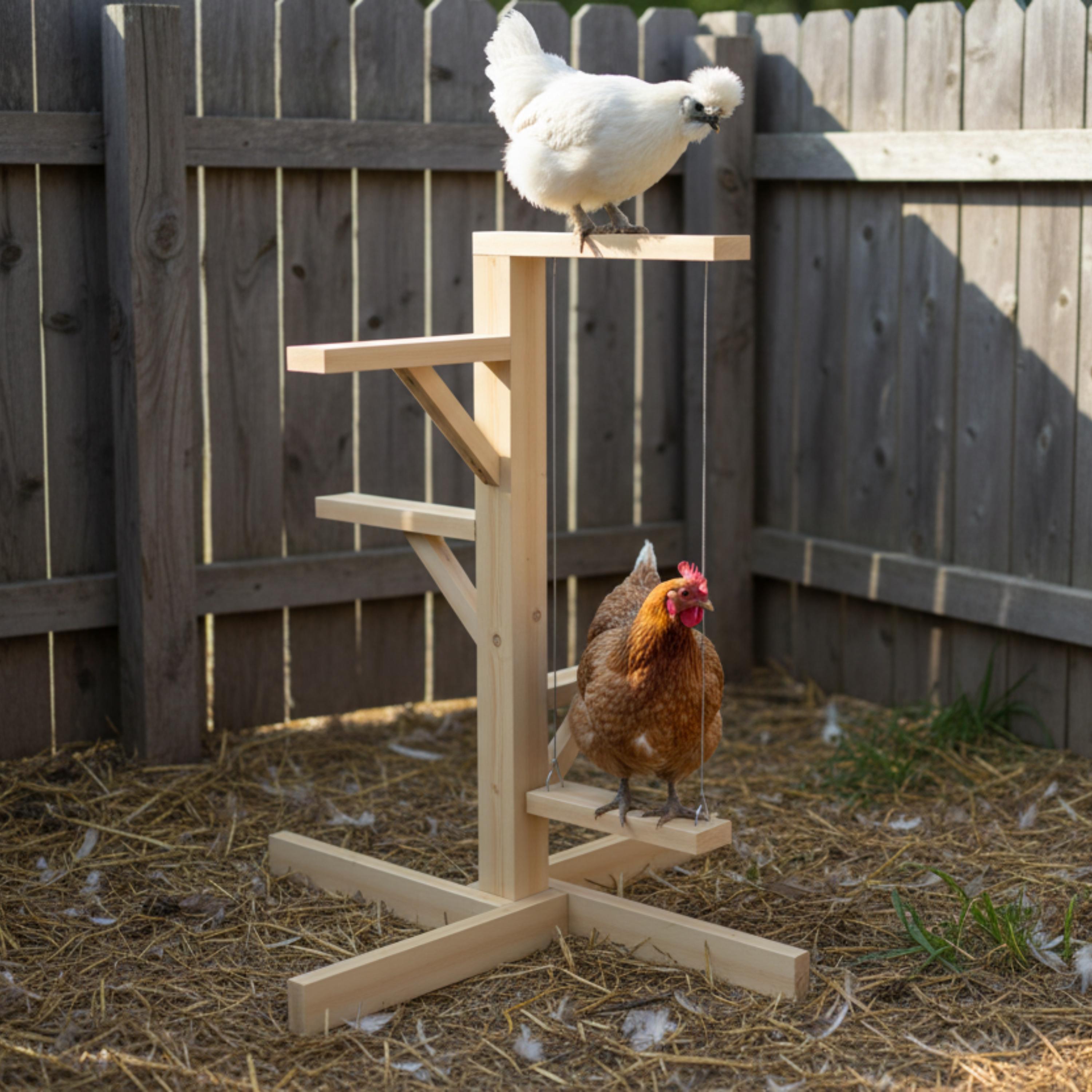 Chicken Tower Plans 4-Foot, Coop Enrichment Perch with Swing, Bored Hens No More DIY PDF Download image 5