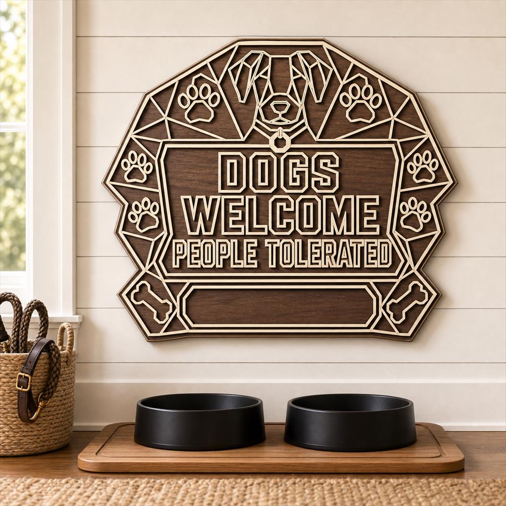 Dog Frame Sign SVG DXF Bundle, 4 CNC Cut Files for Laser, Router, Glowforge, Cricut