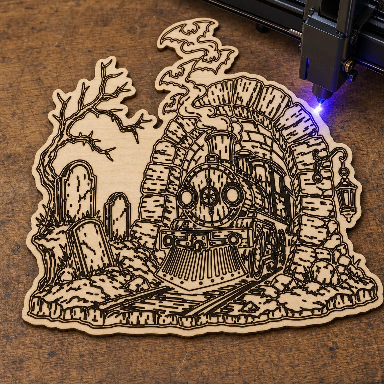 Haunted Cemetery Panel SVG DXF Bundle, 4 CNC Laser Cut Files