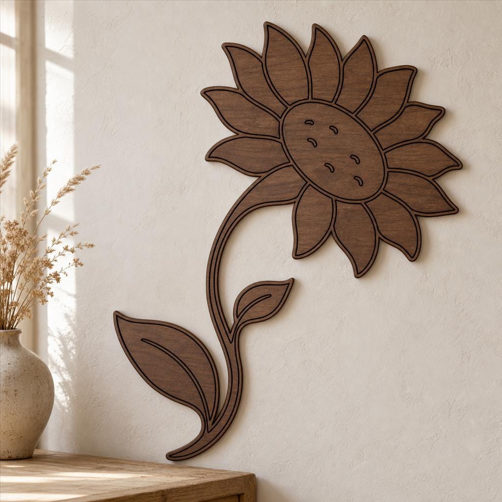 Floral Wall Art SVG DXF Bundle, 4 CNC Cut Files for Laser, Router, Glowforge, Cricut