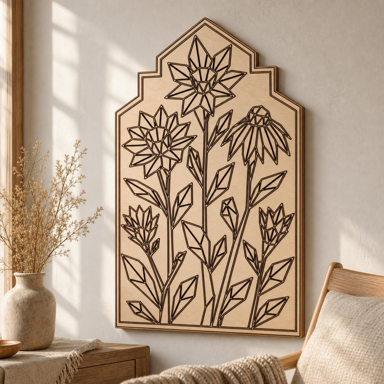Floral Wall Art SVG DXF Bundle, 4 CNC Cut Files for Laser, Router, Glowforge, Cricut image 2