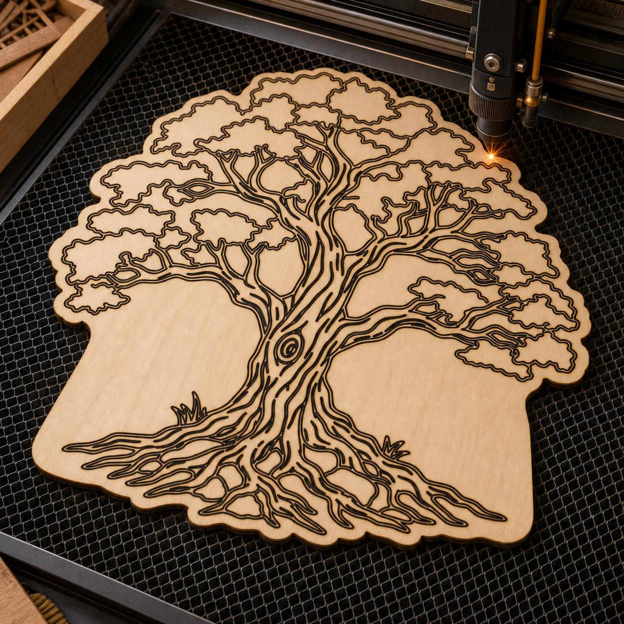 Tree Family Tree Wall Decor Cut File Bundle SVG DXF Bundle, 4 CNC Cut Files for Laser, Router, Glowforge, Cricut image 4