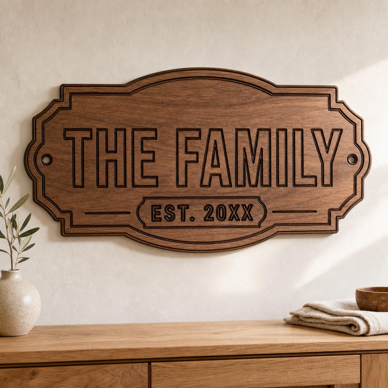 Family Name Sign SVG DXF Bundle, 4 CNC Cut Files for Laser, Router, Glowforge, Cricut