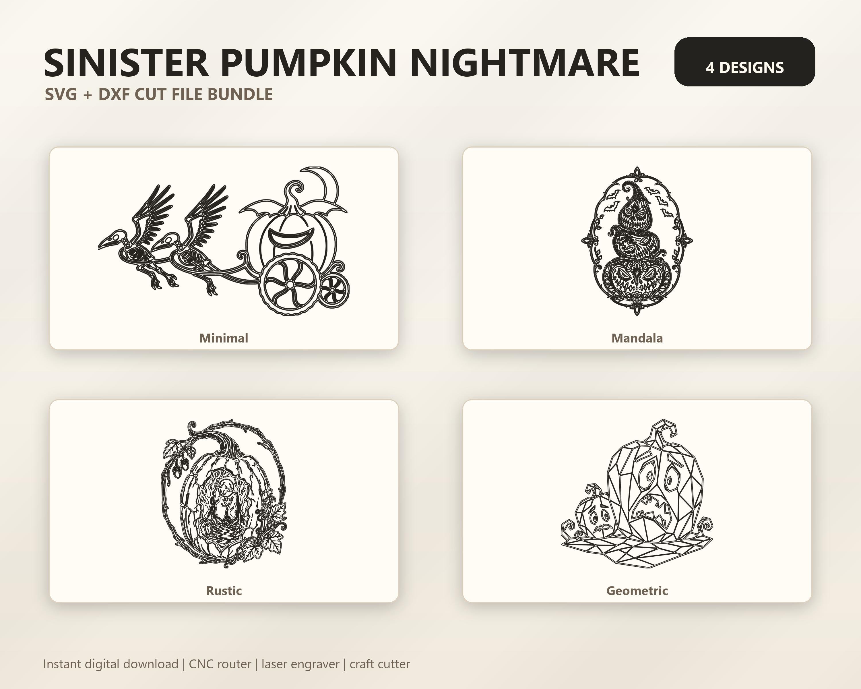 Sinister Pumpkin Nightmare SVG DXF Bundle, 4 CNC Laser Cut Files image 6