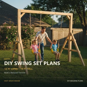 Heavy-Duty Swing Set Plans 10ft Tall 12ft Wide – 2000lb Capacity – DIY Kids Backyard Playset PDF Download