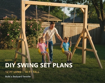 12x10 Two-Swing Set Plans with Blueprints and STL Reference - Digital Download