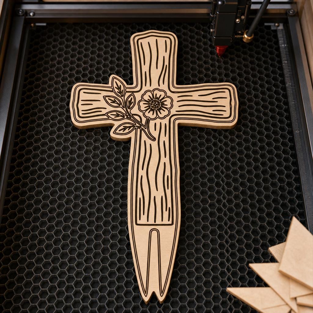 Memorial Cross DXF SVG Bundle, 4 CNC Cut Files, Laser Engraving, Router, Glowforge, Cricut, Digital Download image 4