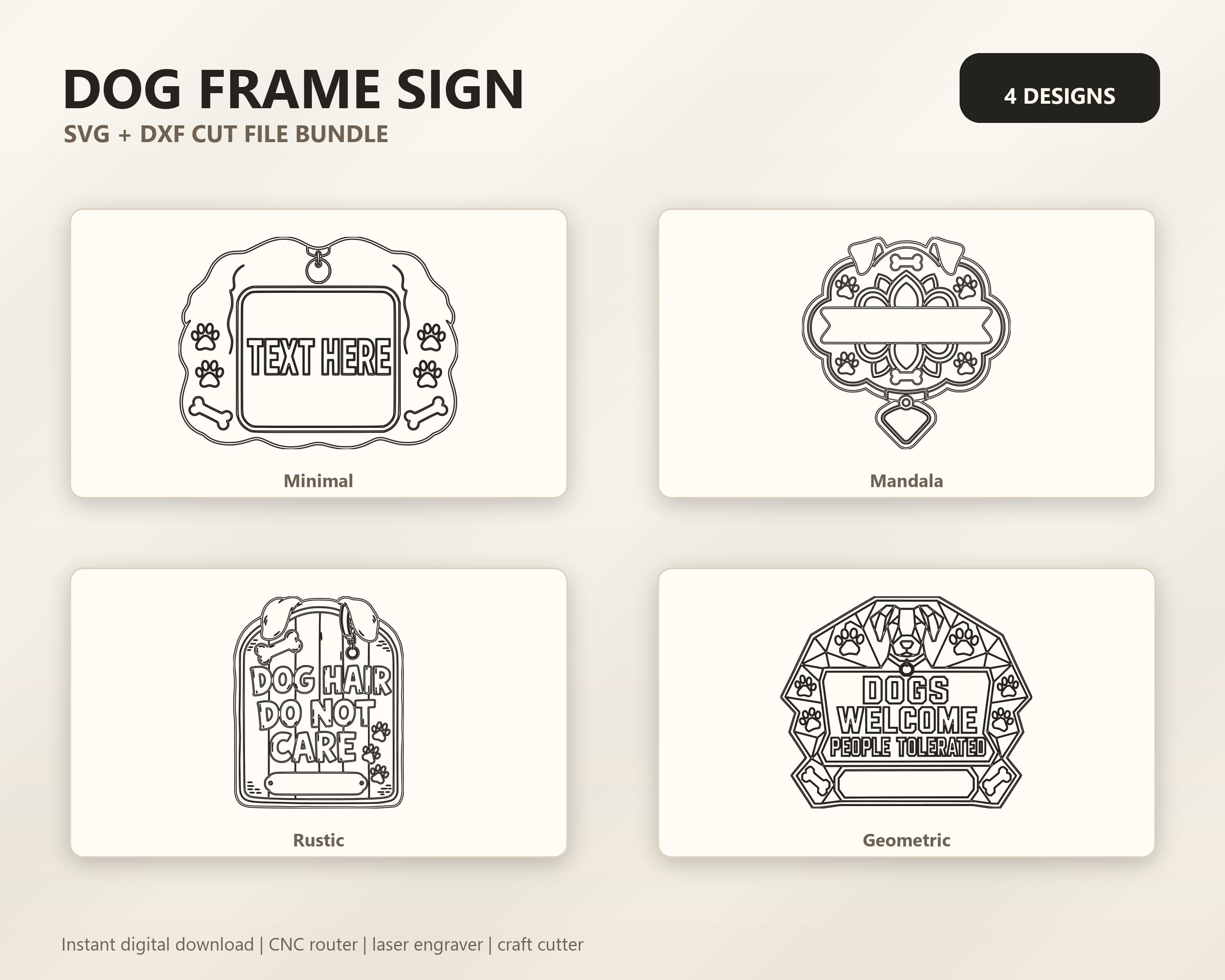 Dog Frame Sign SVG DXF Bundle, 4 CNC Cut Files for Laser, Router, Glowforge, Cricut image 6