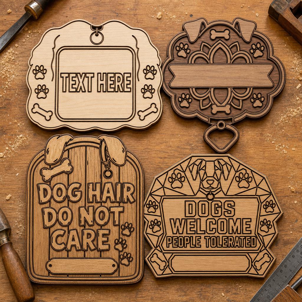 Dog Frame Sign SVG DXF Bundle, 4 CNC Cut Files for Laser, Router, Glowforge, Cricut image 2