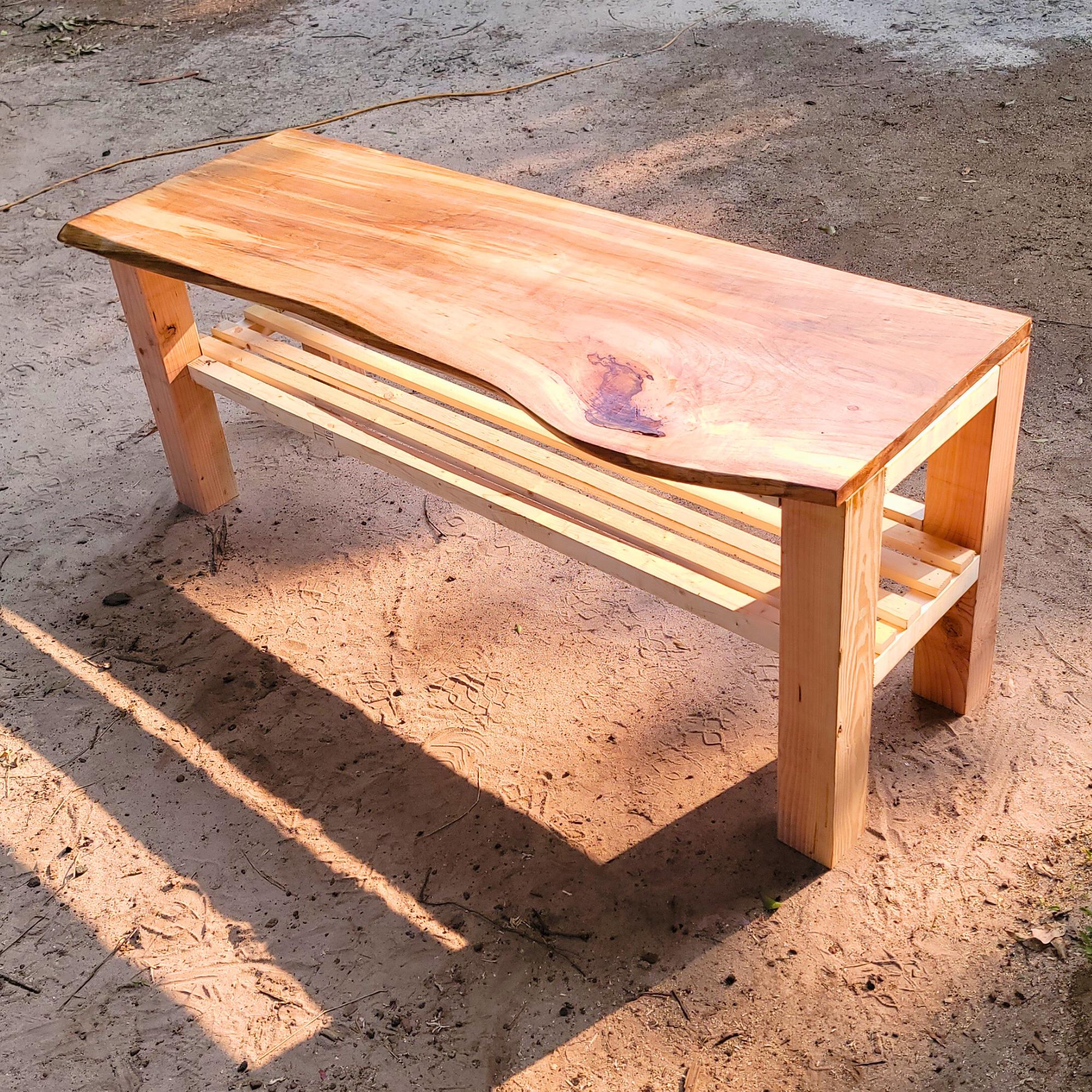 Slab Wood Shoe Bench Plans, 5-Foot Entryway Storage Bench, DIY Live Edge Style PDF Digital Download image 3