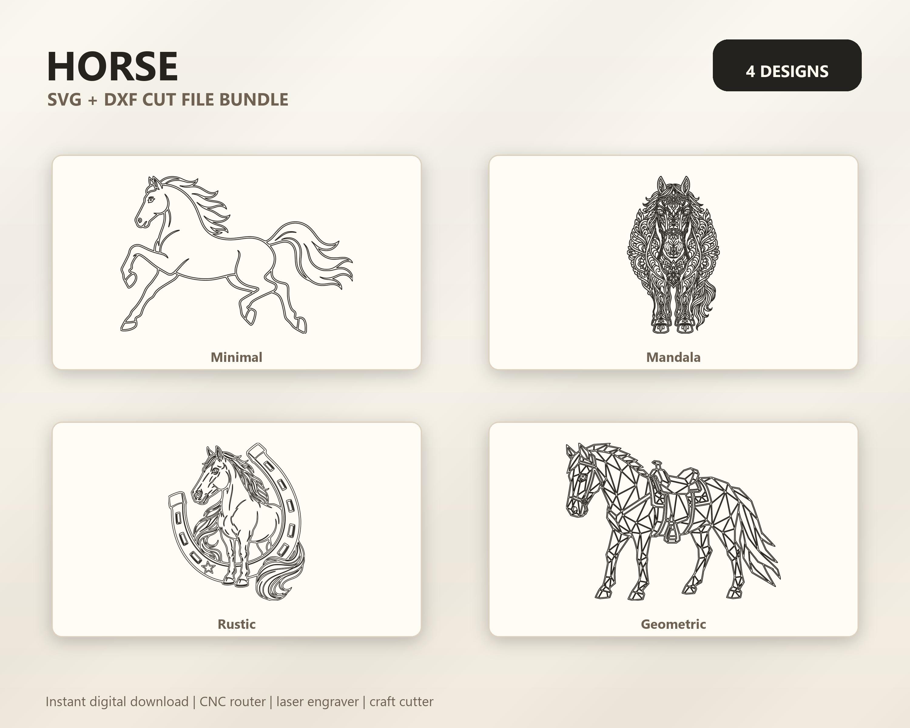 Horse SVG DXF Bundle, 4 CNC Cut Files for Laser, Router, Glowforge, Cricut image 6