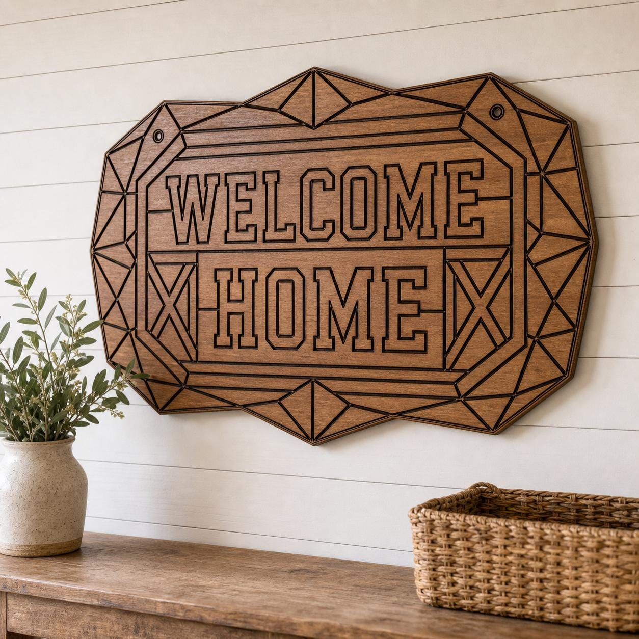 Welcome Home Sign Farmhouse Entryway Welcome Plaque Set SVG DXF Bundle, 4 CNC Cut Files for Laser, Router, Glowforge, Cricut