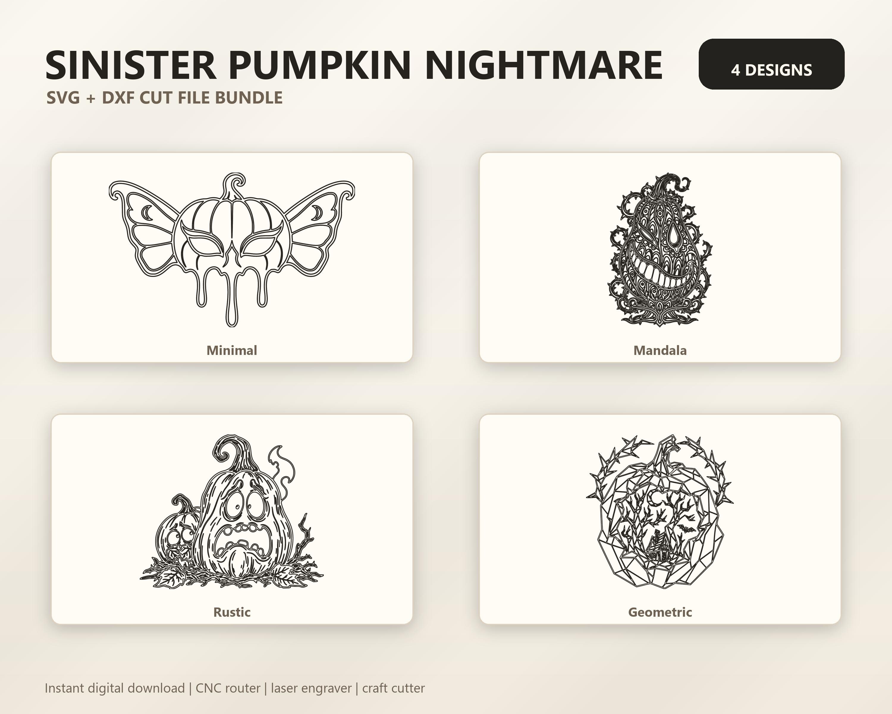 Sinister Pumpkin Nightmare SVG DXF Bundle, 4 CNC Laser Cut Files image 6